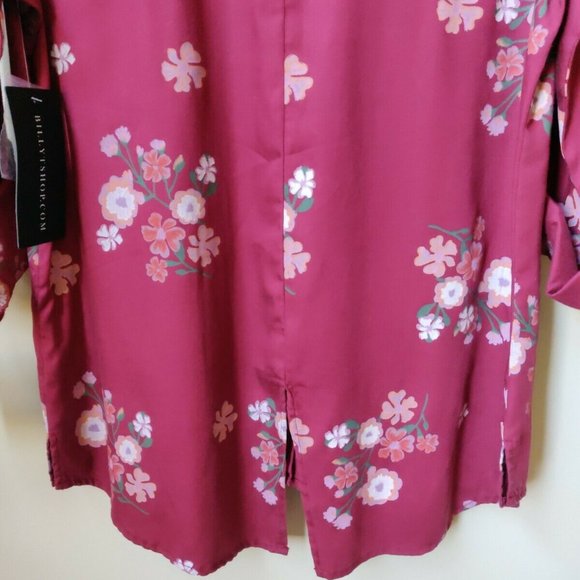 NWT BILLY T Tunic Top Lyocell Raspberry Floral Long Sleeves M - Picture 8 of 8